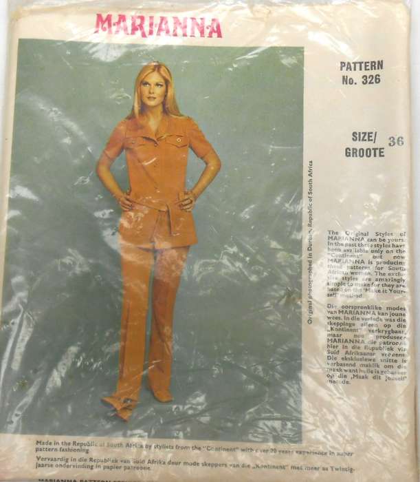 VINTAGE MARIANNA PATTERN 326 PANTS SUIT SIZE 36 bUST COMPLETE-UNCUT-F/FOLDED-SEALED