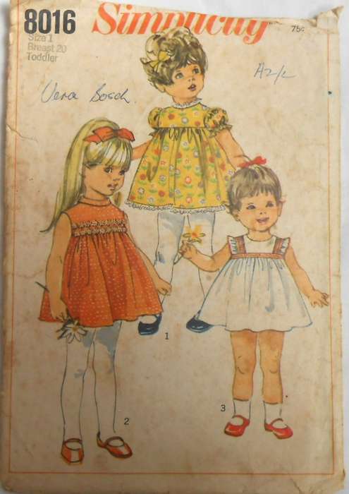SIMPLICITY 8016 TODDLERS DRESS SIZE 1 YEAR BREAST 20 SEE LISTING