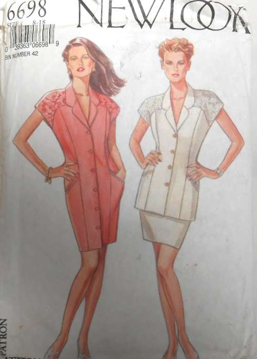 NEW LOOK PATTERNS 6698 PANELLED DRESS WITH LACE SHOULDER SIZE 8-18 - COMPLETE-CUT TO 12