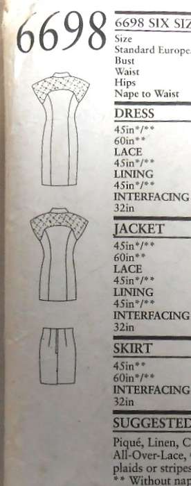 NEW LOOK PATTERNS 6698 PANELLED DRESS WITH LACE SHOULDER SIZE 8-18 - COMPLETE-CUT TO 12