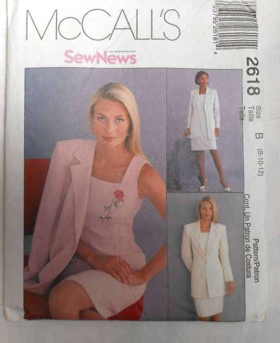 McCALLS 2618 DRESS WITH LINED JACKET SIZE 8-10-12 COMPLETE-UNCUT-F/FOLDED
