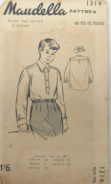 VINTAGE MAUDELLA 1314  BOYS COLLARED SHIRTSIZE 10-12 YEARS COMPLETE-UNCUT-F/FOLDED