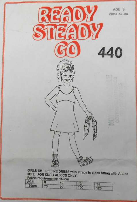 READY STEADY GO 440 GIRLS EMPIRE LINE DRESS SIZE 8 YEARS CHEST 66 CM COMPLETE