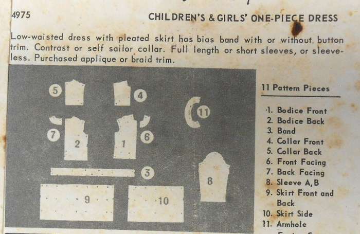 VINTAGE BUTTERICK 4975 GIRLS ONE PIECE DRESS SIZE 4 YEARS BREAST 23 COMPLETE-UNCUT-F/FOLDED