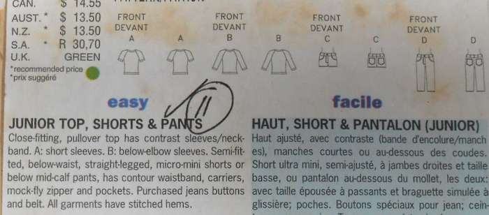 BUTTERICK 6654 JUNIOR TOP-SHORTS-PANTS SIZE 9/10-13/14 SEE L1STING-ZIPLOC