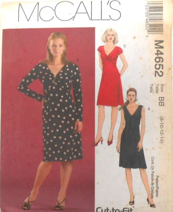 McCALLS M4652 CLOSE FITTING PULLOVER DRESS SIZE 8-10-12-14-COMPLETE-CUT TO 14