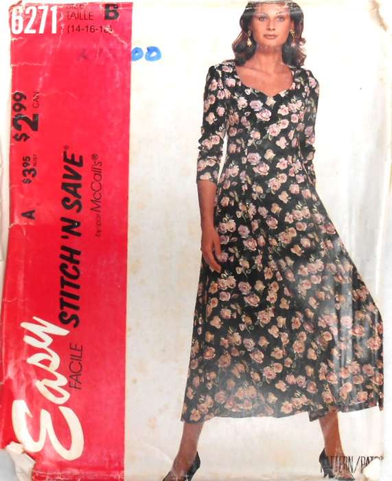 McCALLS 6271 SEMI FITTED PRINCESS SEAMED DRESS S1ZE 14-16-18 COMPLETE-CUT TO 18