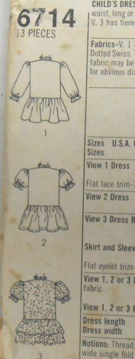 SIMPLICITY 6714 GIRLS RUFFLED DRESS SIZE 6 YEARS COMPLETE
