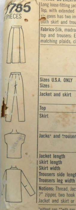 SIMPLICITY 6785 UNLINED JACKET-PULLOVER TOP-SKIRT-PANTS SIZE 12-14-16 COMPLETE-CUT TO 16