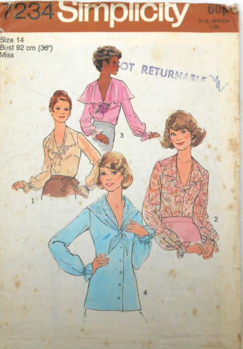 SIMPLICITY 7234 BLOUSES SIZE 14 BUST 92 CM COMPLETE