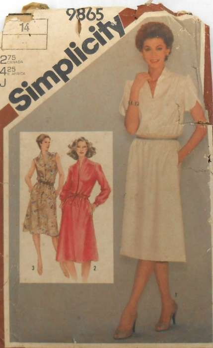 SIMPLICITY 9865 PULLOVER DRESS SIZE 14 COMPLETE