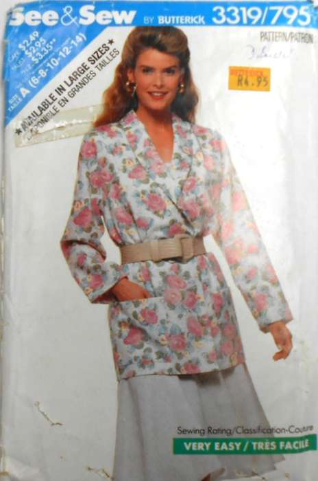 BUTTERICK 3319 JACKET-TOP-SKIRT SIZE-6-14- COMPLETE-CUT TO 14