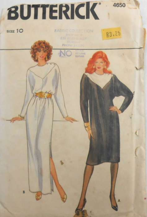 BUTTERICK 4650 VERY LOOSE-FITTING DRESS SIZE 10 COMPLETE