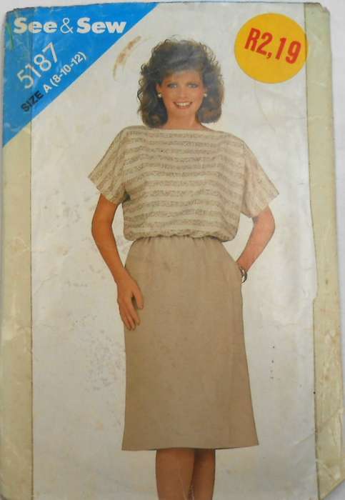 BUTTERICK 5187 TOP & SKIRT SIZE 8-10-12 COMPLETE-CUT TO 12