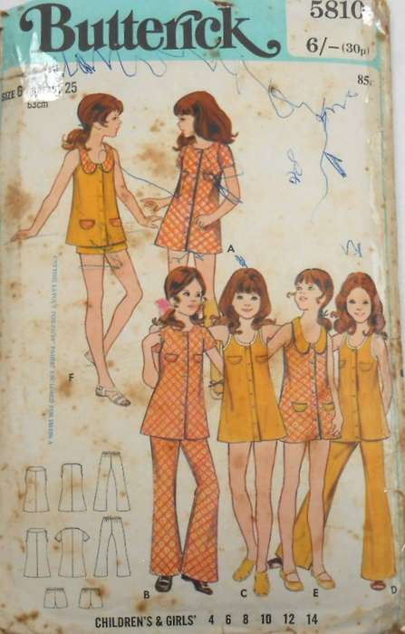 BUTTERICK 5810 GIRLS DRESS-PANTS-SHORTS SIZE 6 YEARS BREAST 25" COMPLETE