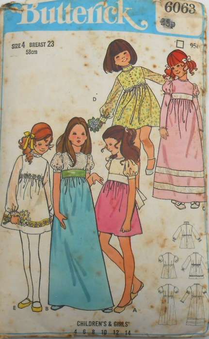 BUTTERICK 6063 GIRLS DRESS SIZE 4 YEARS BREAST 23" COMPLETE