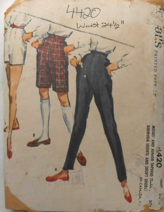 V/VINTAGE McCALLS 4420 MISSES SHORTS & PANTS SIZE WAIST24 1/2 COMPLETE-ZIPLOC