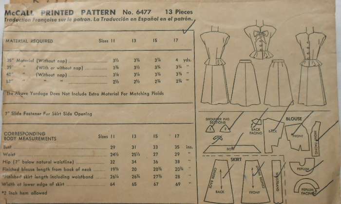 V/VINTAGE McCALLS 6477 MISSES 2 PIECE DRESS SIZE 13 BUST 32-SEE LISTING-ZIPLOC