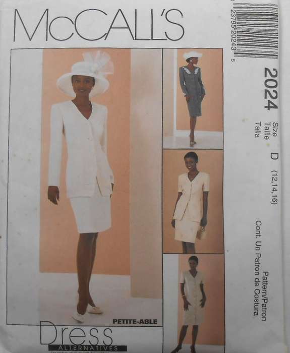 McCALLS 2024 LINED COATDRESS-JACKET-SKIRT SIZES 12-14-16 COMPLETE-UNCUT-F/FOLDED