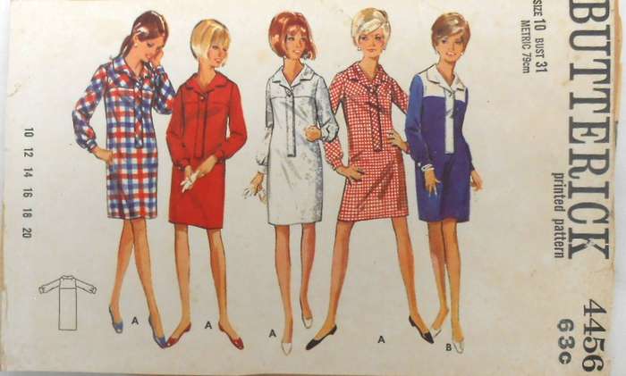 VINTAGE BUTTERICK 4456 STEP-IN ONE-PIECE DRESS SIZE 10 BUST 31 COMPLETE-ZIPLOC