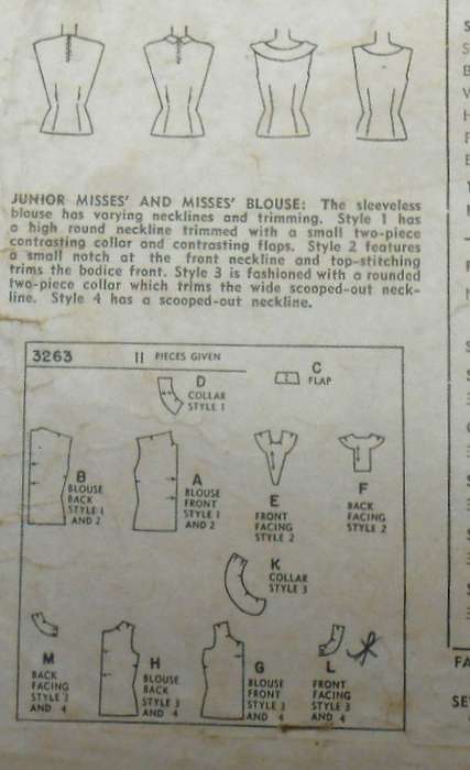 V/VINTAGE SIMPLICITY 3263 BLOUSE IN 4 STYLES SIZE 12-COMPLETE-ZIPLOC