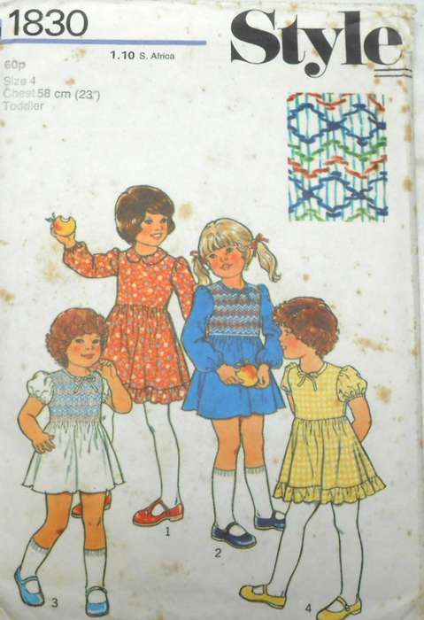 STYLE PATTERN 1830 TODDLERS DRESS WITH SMOCKING SIZE 4 YEARS BREAST 58 CM COMPLETE