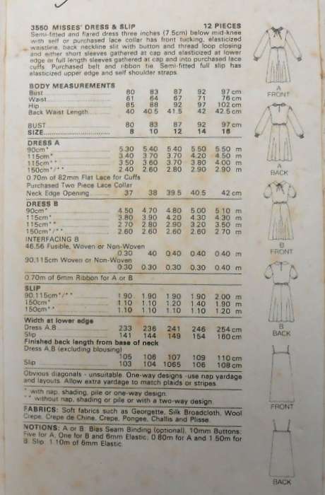 BUTTERICK 3550 DRESS & SLIP SIZE 10 COMPLETE