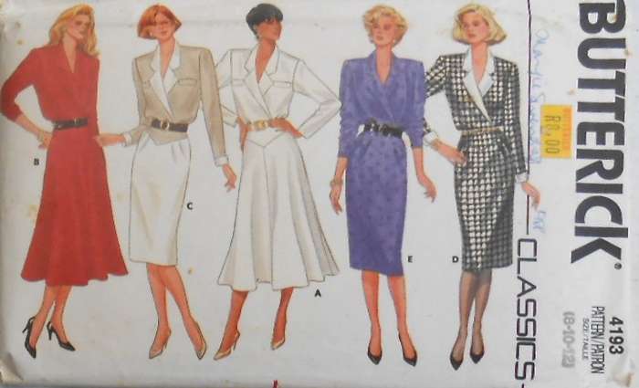 BUTTERICK 4193 LOOSE FITTING DRESS SIZE 8-10-12 COMPLETE-CUT TO 12