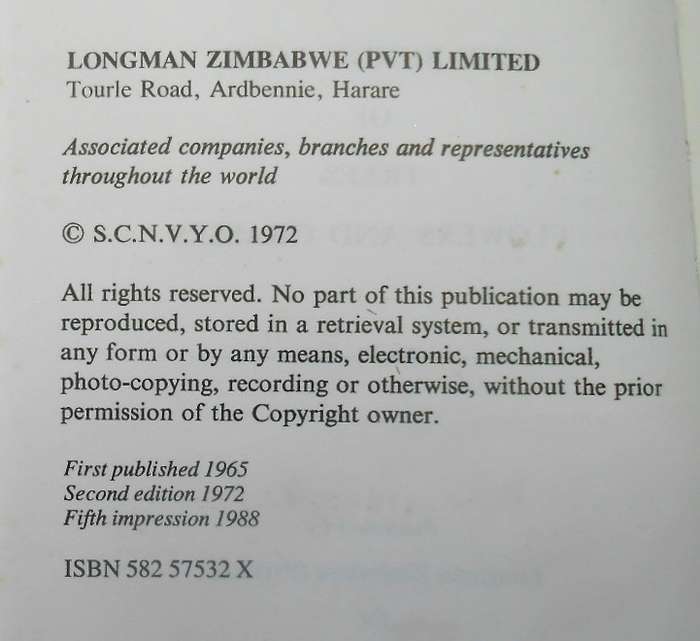 THE BUNDU BOOK 1 OF TREES, FLOWERS AND GRASSES -FIFTH IMPRESSION 1988-LONGMAN ZIMBABWE