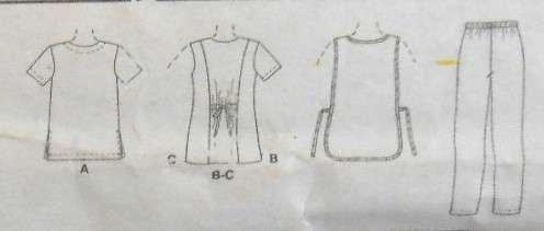 McCALLS 9696 BUTTON FRONT TOP-VEST-PULLOVER TOP-APRON-PULL ON PANTS SIZE 16-18-20 COMPLETE-CUT TO 20