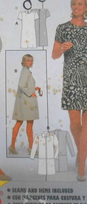 BURDA 3199 SEMI FITTED DRESS & COAT SIZE 8-18-COMPLETE-UNCUT-F/FOLDED