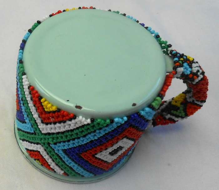 Large Colourful Beaded Enamel Mug