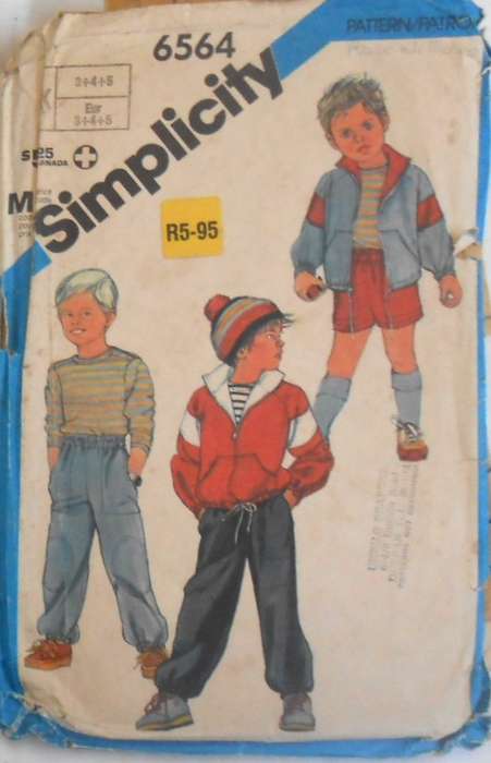 SIMPLICITY 6564 KIDS PULL ON PANTS-SHORTS-PULLOVER TOP-JACKET SIZE 3-4-5 YEARS COMPLETE ZIPLOC