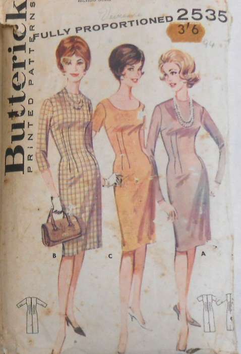 VINTAGE BUTTERICK 2535 SHEATHDRESS SIZE 14 BUST 34 'COMPLETE-PART CUT