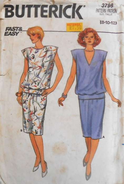 BUTTERICK 3795 TOP& SKIRT SIZE 8-10-12 -BAND NOT SUPPLIED-CUT TO 12