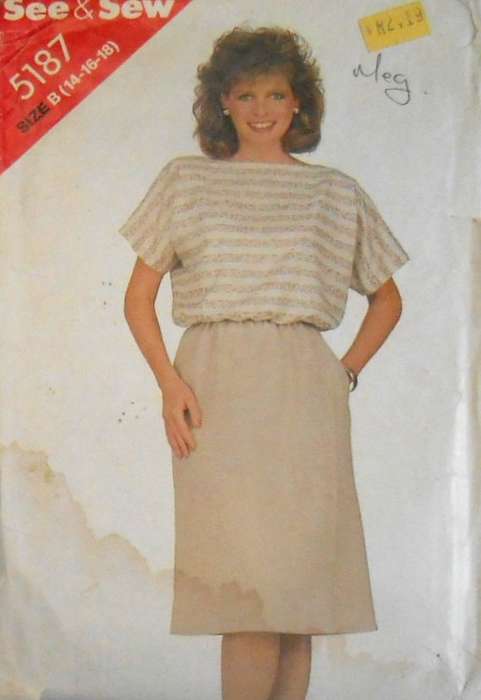 BUTTERICK 5187 TOP & SKIRT SIZE 12-14-16 COMPLETE-CUT TO 18