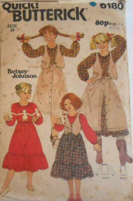 BUTTERICK 6180 GIRL'S BLOUSE-WAISTCOAT-PETTICOAT-SKIRT SIZE 10 YEARS COMPLETE