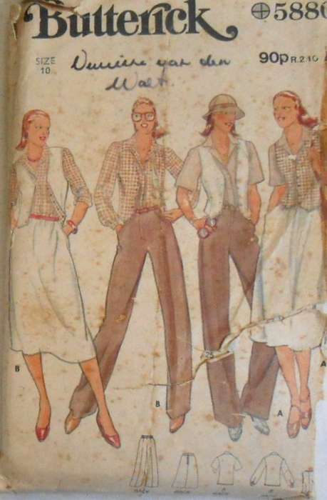 BUTTERICK 5880 SHIRT-WAISTCOAT-SKIRT-PANTS SIZE 10 COMPLETE