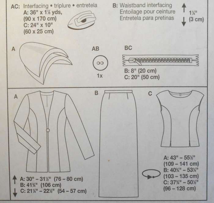 BURDA 8965 LADIES JACKET-TOP-SKIRT SIZE 10-24 COMPLETE CUT TO 24