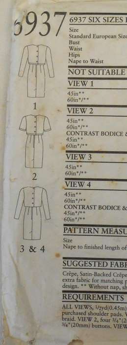 NEW LOOK PATTERNS 6937 HIGH WAIST DRESS WITH OVER TOP SIZE 6-16 COMPLETE-UNCUT-F/FOLDED