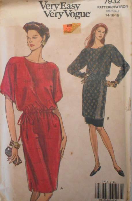 VOGUE 7932 DRESS-TUNIC-SKIRT SIZE 14-16-18 COMPLETE-UNCUT-F/FOLDED