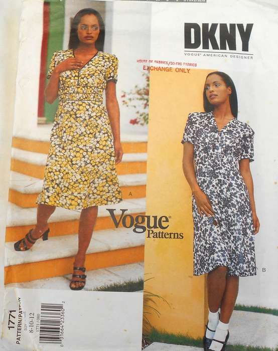 VOGUE DKNY 1771 DRESS SIZE 8-10-12 COMPLETE-UNCUT-F/FOLDED