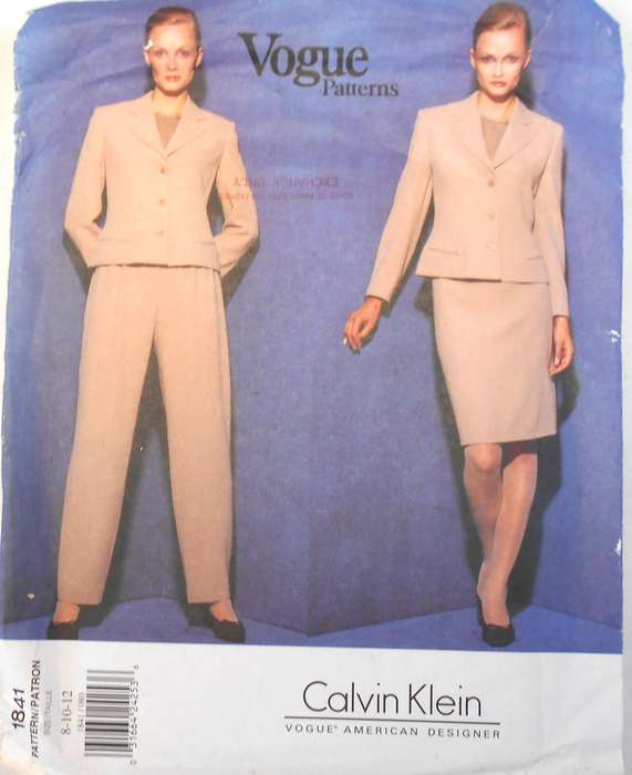VOGUE 1841 CALVIN KLEIN - JACKET-SKIRT-PANTS SIZE 8-10-12 COMPLETE-UNCUT-F/FOLDED
