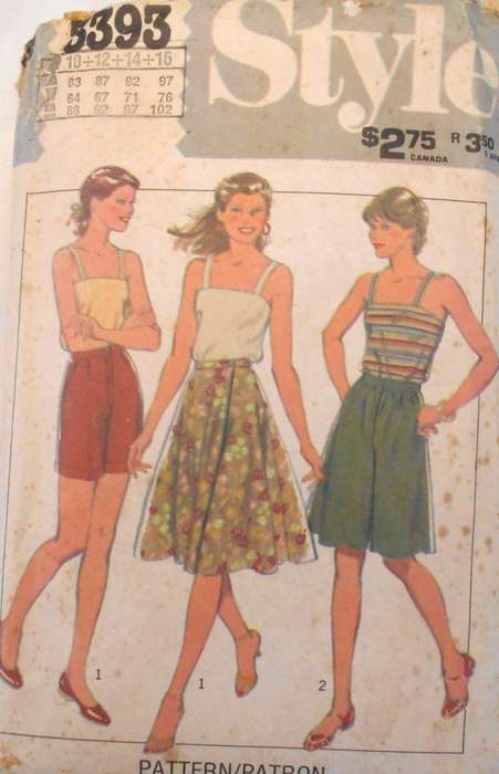 STYLE 3393 TOP-FRONT WRAP SKIRT-CULOTTES-SHORTS SIZE 10-12-14-16 COMPLETE-CUT TO 16