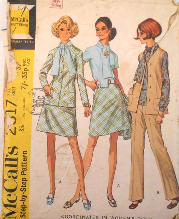 VINTAGE McCALLS 2317 BLOUSE-TOP-JACKET SIZE 16 1/2 BUST 37" NO PANTS SUPPLIED