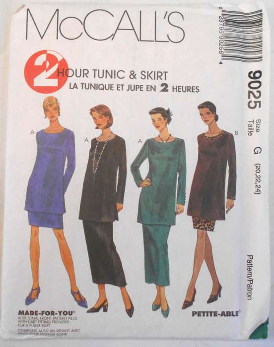 McCALLS 9025 TUNIC & PULL ON PANTS IN 2 LENGTHS SIZE 20-22-24 COMPLETE-UNCUT-F/FOLDED