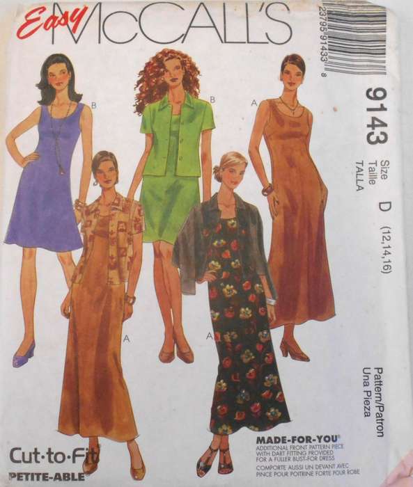 McCALLS 9143 UNLINED JACKET-DRESS SIZE 12-14-16 COMPLETE-UNCUT-F/FOLDED