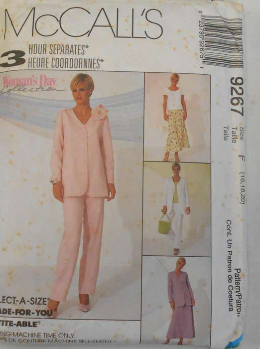 McCALLS 9267 UNLINED JACKET-TOP-PULL ON PANTS-BIAS SKIRT SIZE 16-18-20 COMPLETE-CUT TO 20