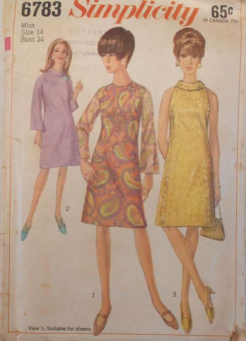VINTAGE SIMPLICITY 6783 ONE PIECE DRESS SIZE 14 BUST 34 COMPLETE