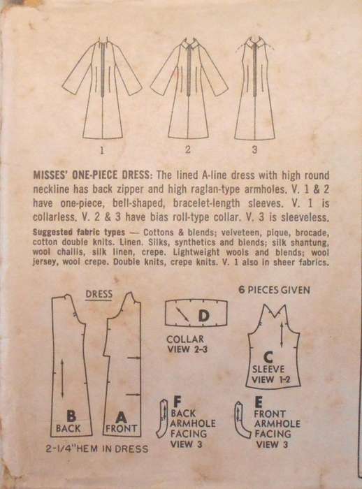 VINTAGE SIMPLICITY 6783 ONE PIECE DRESS SIZE 14 BUST 34 COMPLETE